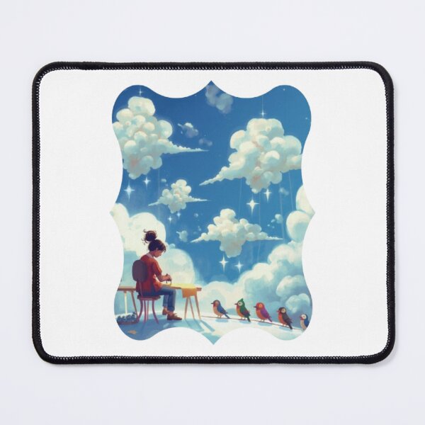 Item preview, Cloud Tailor Whimsical Sewing Girl Dreamy Fantasy Art designed and sold by Miheerala.