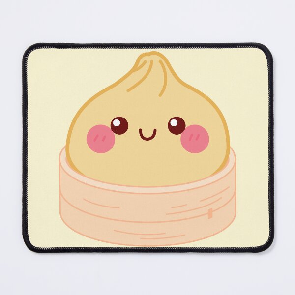 Item preview, Kawaii Orange Yellow Golden Squishy Dumpling in a bamboo steamer basket designed and sold by EmeraldeaArt.