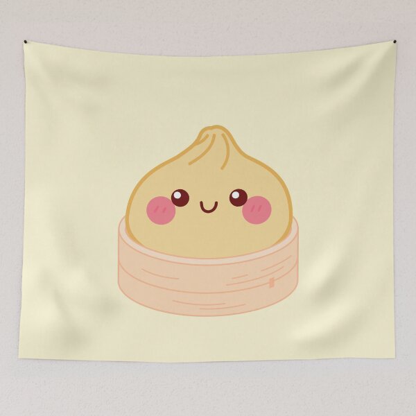 Item preview, Kawaii Orange Yellow Golden Squishy Dumpling in a bamboo steamer basket designed and sold by EmeraldeaArt.