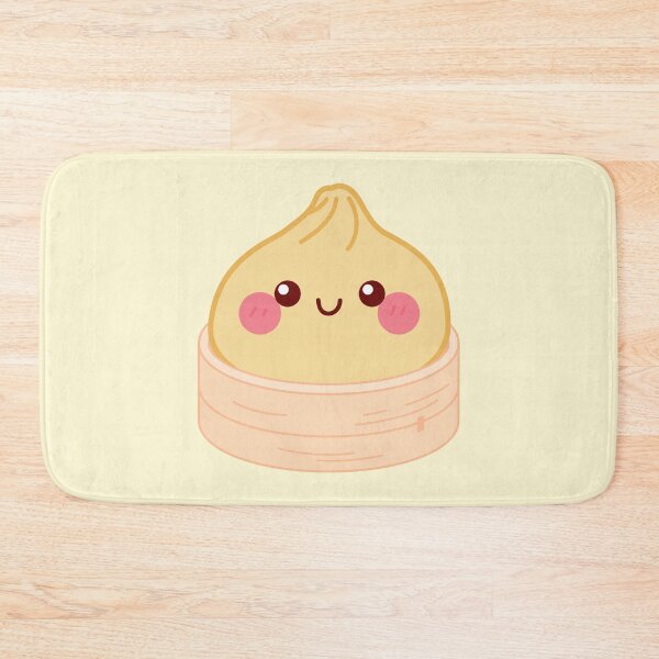 Item preview, Kawaii Orange Yellow Golden Squishy Dumpling in a bamboo steamer basket designed and sold by EmeraldeaArt.
