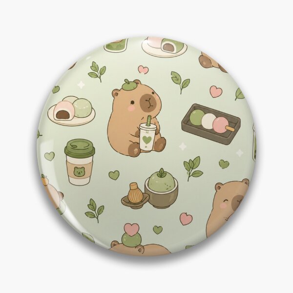 Item preview, Capybara Matcha Coffee Kawaii Pattern designed and sold by Soft Berry Studio.