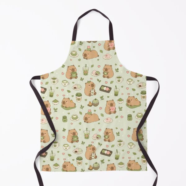 Item preview, Capybara Matcha Coffee Kawaii Pattern designed and sold by Soft Berry Studio.