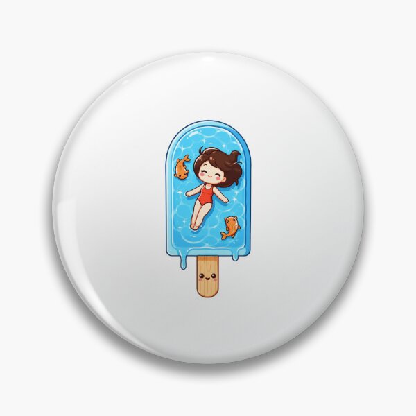 Item preview, Cute Kawaii Girl Floating in Water Popsicle Summer designed and sold by Shape Snip Studio.