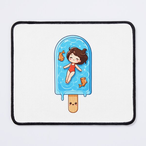 Item preview, Cute Kawaii Girl Floating in Water Popsicle Summer designed and sold by Shape Snip Studio.