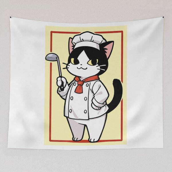 Item preview, Cat - Tuxedo Chef White Toque Red Scarf designed and sold by DoodyPets.