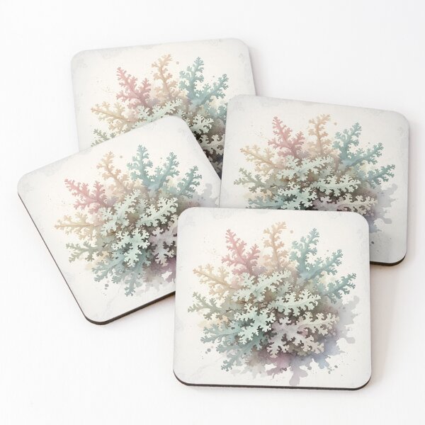 Item preview, Abstract Botanical Watercolor | Soft Organic Coral & Lichen Art designed and sold by HelgaCraftery.