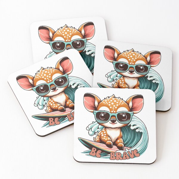 Item preview, Cute Surfing Deer Be Brave Retro Summer Beach designed and sold by MagySale.