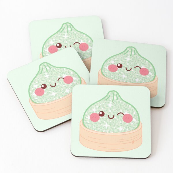 Item preview, Kawaii Light green Glitter Squishy Dumpling in bamboo steamer basket designed and sold by EmeraldeaArt.