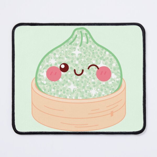 Item preview, Kawaii Light green Glitter Squishy Dumpling in bamboo steamer basket designed and sold by EmeraldeaArt.