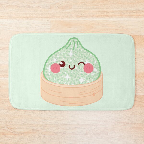 Item preview, Kawaii Light green Glitter Squishy Dumpling in bamboo steamer basket designed and sold by EmeraldeaArt.
