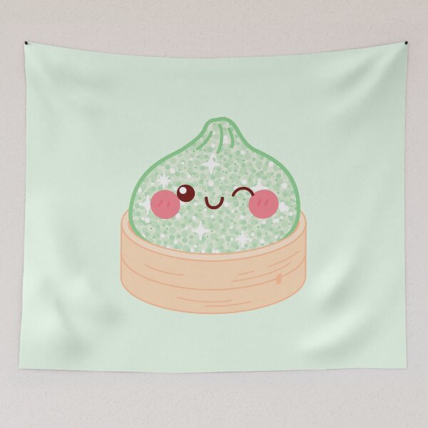 Item preview, Kawaii Light green Glitter Squishy Dumpling in bamboo steamer basket designed and sold by EmeraldeaArt.