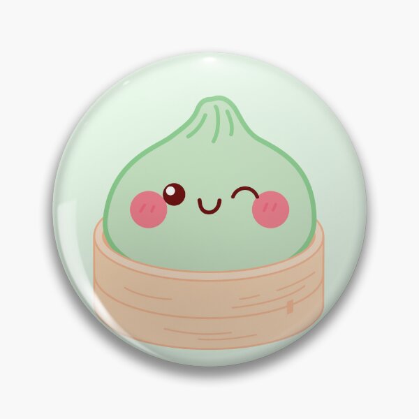 Item preview, Kawaii Light green Squishy Dumpling in bamboo steamer basket designed and sold by EmeraldeaArt.