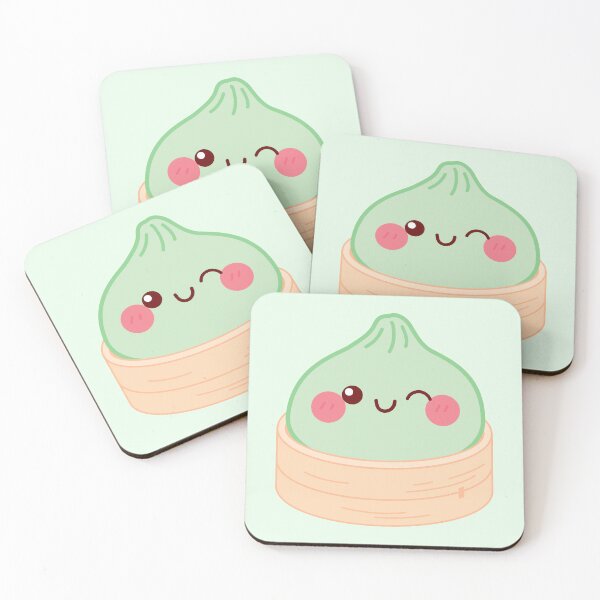 Item preview, Kawaii Light green Squishy Dumpling in bamboo steamer basket designed and sold by EmeraldeaArt.