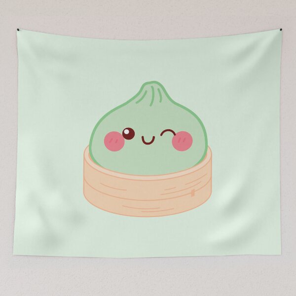Item preview, Kawaii Light green Squishy Dumpling in bamboo steamer basket designed and sold by EmeraldeaArt.