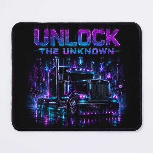 Item preview, Unlock The Unknown – Neon Cyberpunk Semi Truck Big Rig designed and sold by Kajzerka.