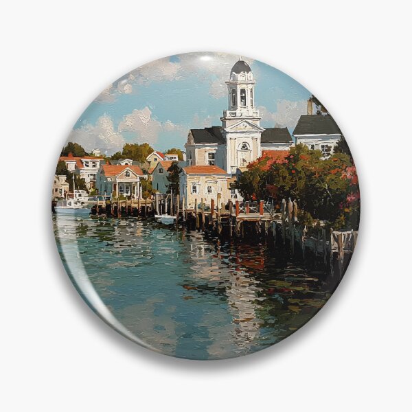 Item preview, Nantucket Harbor Reflections Coastal Village Scene designed and sold by daila70.