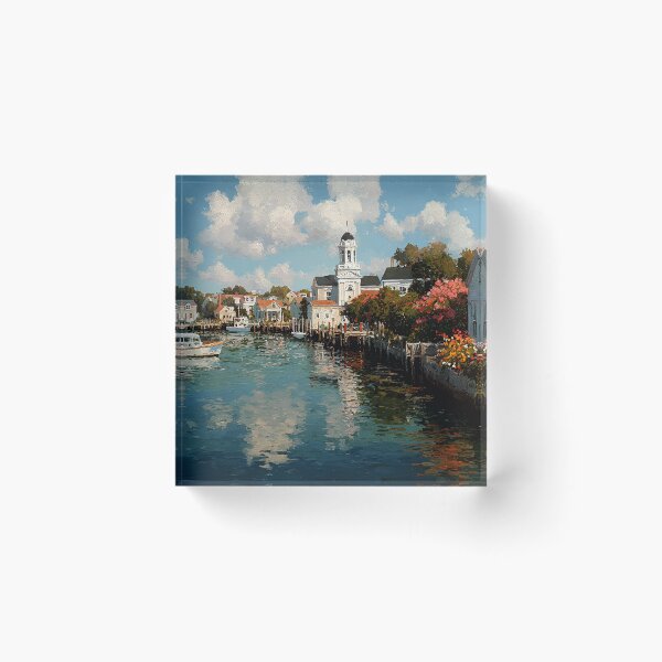 Item preview, Nantucket Harbor Reflections Coastal Village Scene designed and sold by daila70.