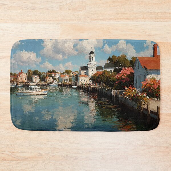 Item preview, Nantucket Harbor Reflections Coastal Village Scene designed and sold by daila70.