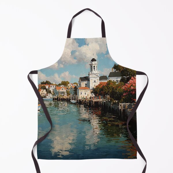 Item preview, Nantucket Harbor Reflections Coastal Village Scene designed and sold by daila70.