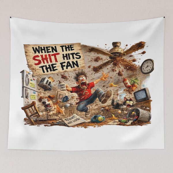 Item preview, When The Shit Hits The Fan Funny Chaos Cartoon Humor Design designed and sold by Hookesmode.