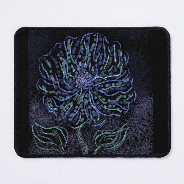 Item preview, Cosmic Flower - Organic Black and Blue Design - Psychedelic Abstract Art - Decoration, Fashion & Gifts designed and sold by Pk-Gn- /(°^°)\.
