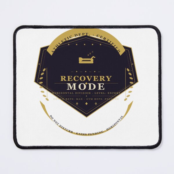 Item preview, Recovery Mode Badge — Funny Vintage Athletic Shield Sticker | Gym Humor Lazy Day Gift designed and sold by Mega-Shopping.