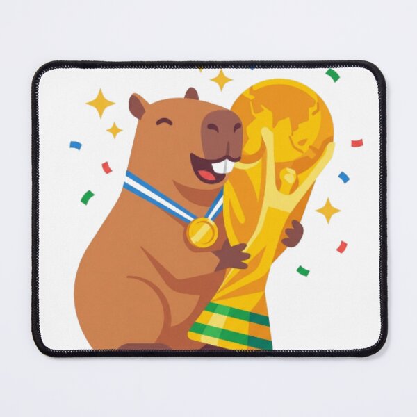Item preview, Capybara Holding Gold Soccer World Cup Trophy designed and sold by CozyDesignsCo.