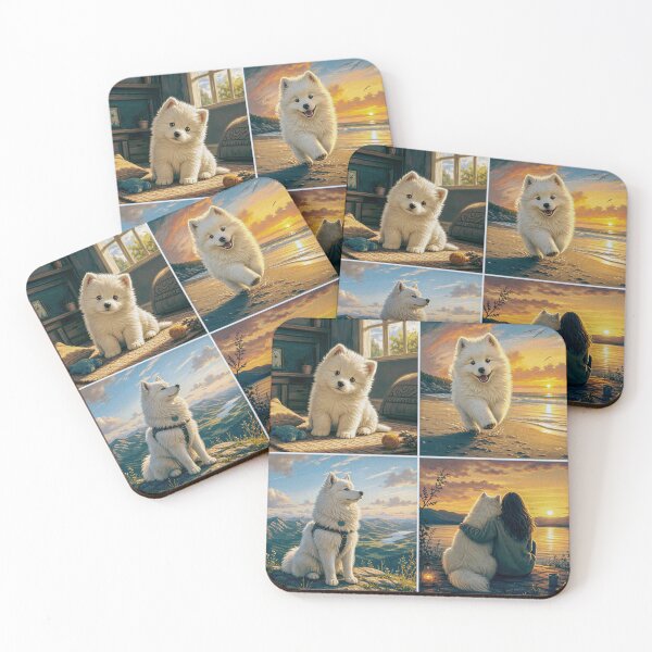 Item preview, A Samoyed dog through four scenes designed and sold by JaN44Fotografia.
