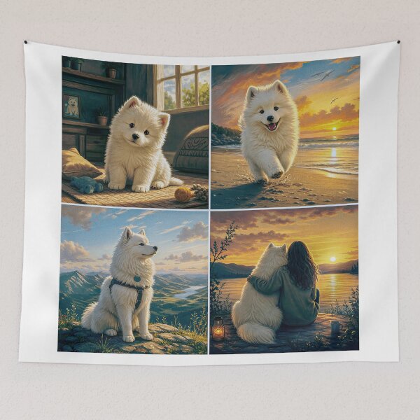 Item preview, A Samoyed dog through four scenes designed and sold by JaN44Fotografia.