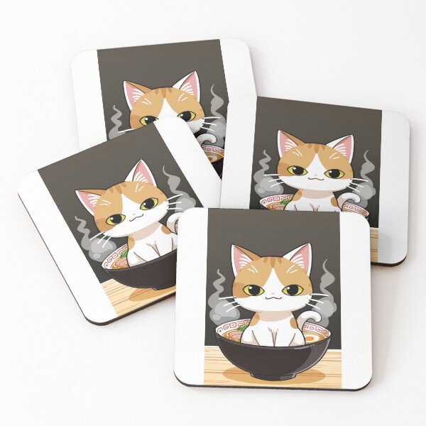 Item preview, Cat - White Orange Black Bowl Red Raimon Pattern designed and sold by DoodyPets.