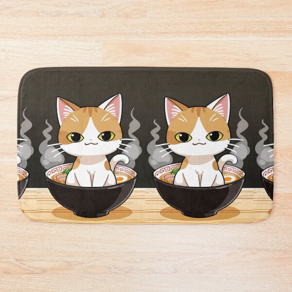 Item preview, Cat - White Orange Black Bowl Red Raimon Pattern designed and sold by DoodyPets.