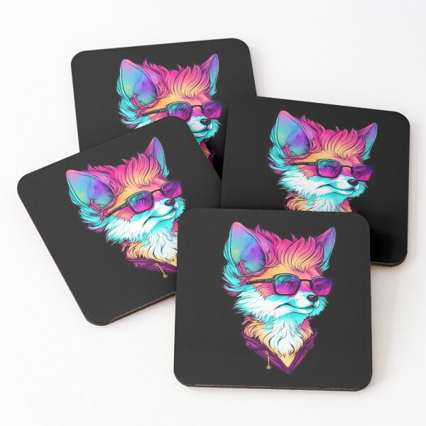 Item preview, Neon Fox with Sunglasses Synthwave Aesthetic Design designed and sold by CyfroweMysli.
