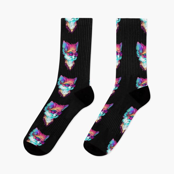 Item preview, Neon Fox with Sunglasses Synthwave Aesthetic Design designed and sold by CyfroweMysli.