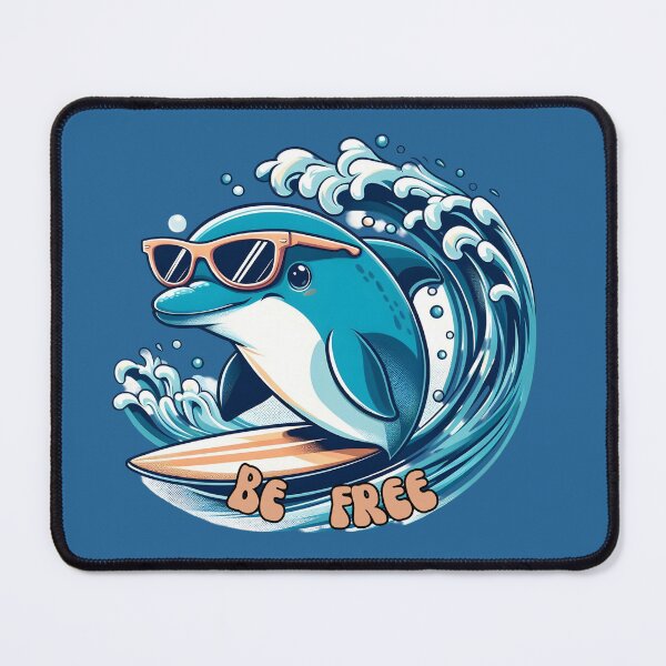 Item preview, Cute Surfing Dolphin Be Free Retro Summer Beach designed and sold by MagySale.