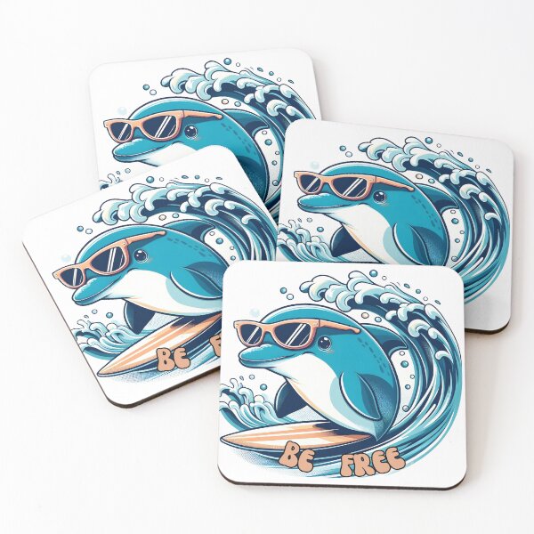 Item preview, Cute Surfing Dolphin Be Free Retro Summer Beach designed and sold by MagySale.