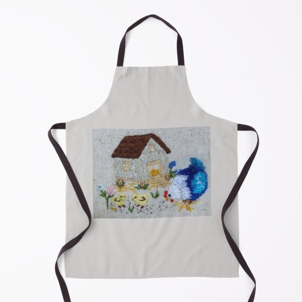 Item preview, Hand embroidered Farm Chicken Family Cottage Scene-original designed and sold by Alsa-Hand Embroidery.