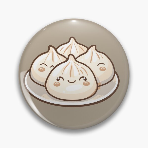 Item preview, Four Adorable Kawaii Dumplings on a Plate – Cute Beige Food Illustration designed and sold by EmeraldeaArt.