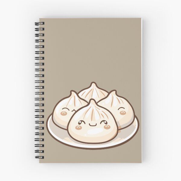 Item preview, Four Adorable Kawaii Dumplings on a Plate – Cute Beige Food Illustration designed and sold by EmeraldeaArt.