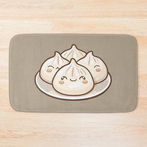 Item preview, Four Adorable Kawaii Dumplings on a Plate – Cute Beige Food Illustration designed and sold by EmeraldeaArt.
