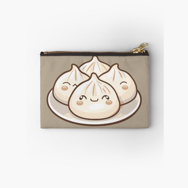 Item preview, Four Adorable Kawaii Dumplings on a Plate – Cute Beige Food Illustration designed and sold by EmeraldeaArt.