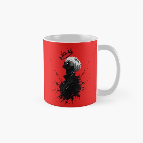 Aperçu de l'œuvre Dark Crown Anime Silhouette | Red and Black Ink Splatter Manga Art créée et vendue par saamessart.