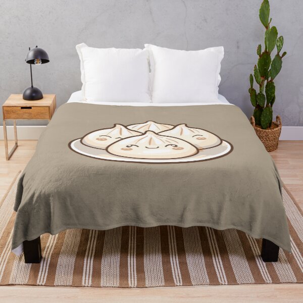 Item preview, Four Adorable Kawaii Dumplings on a Plate – Cute Beige Food Illustration designed and sold by EmeraldeaArt.