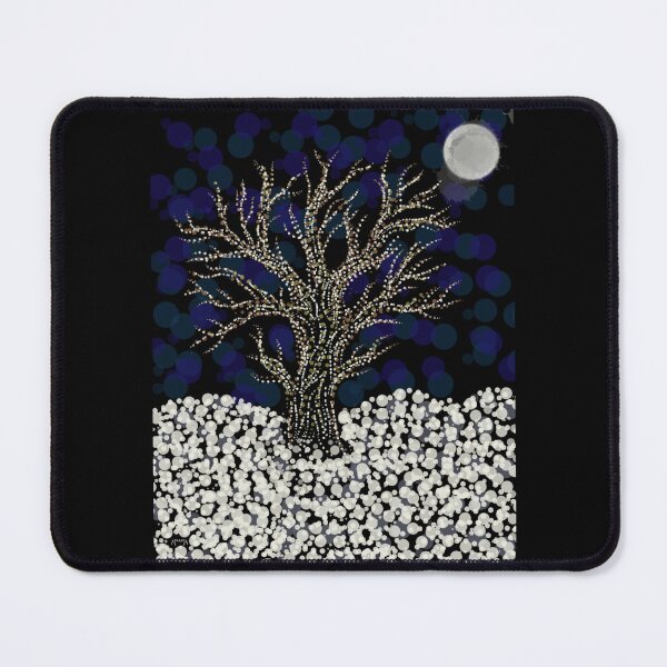 Item preview, White Tree - Starry Night and Pointillist Tree in the Snow - Mystical Digital Art - Decoration, Fashion & Gifts designed and sold by Pk-Gn-  /(°^°)\.