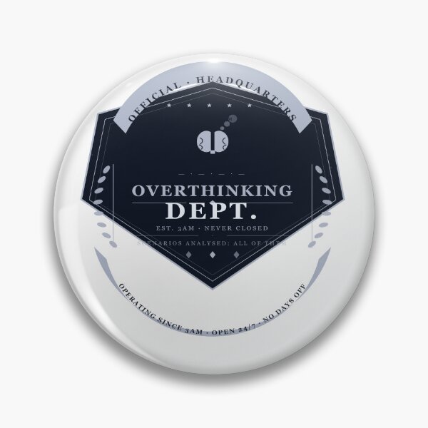 Item preview, Overthinking Dept Badge — Funny Vintage Shield Sticker | 3AM Anxiety Humor Gift designed and sold by Mega-Shopping.