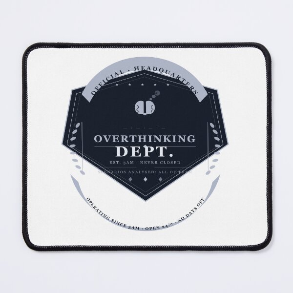 Item preview, Overthinking Dept Badge — Funny Vintage Shield Sticker | 3AM Anxiety Humor Gift designed and sold by Mega-Shopping.
