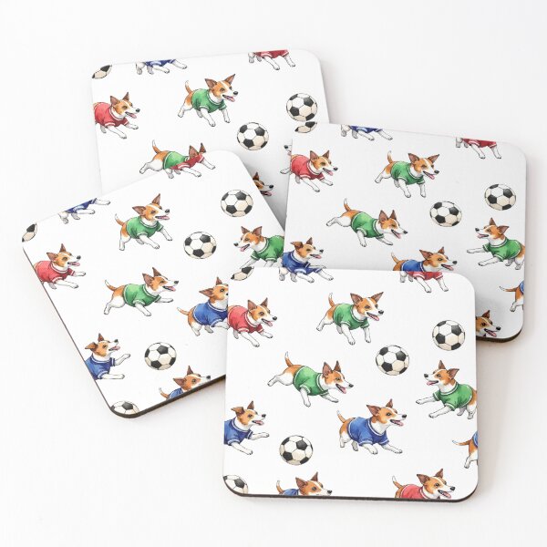Item preview, Jack Russell Terrier in soccer jersey pattern with balls designed and sold by Prints by Mat.
