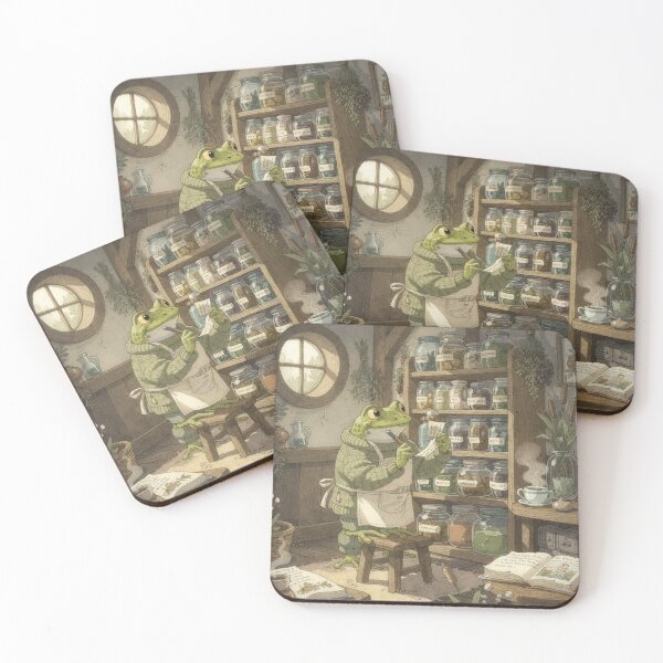 Item preview, Cottagecore Frog Herbalist Apothecary Art designed and sold by PictorialWhimsy.