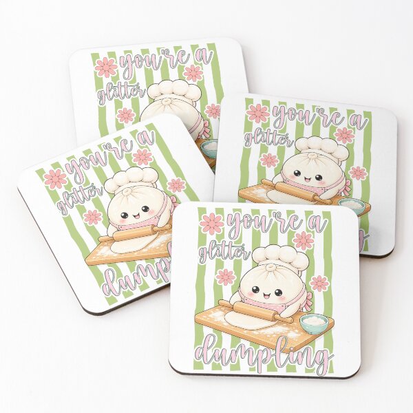 Item preview, You Are a Glitter Dumpling Chef – Retro Stripes Floral Baking Design designed and sold by EmeraldeaArt.
