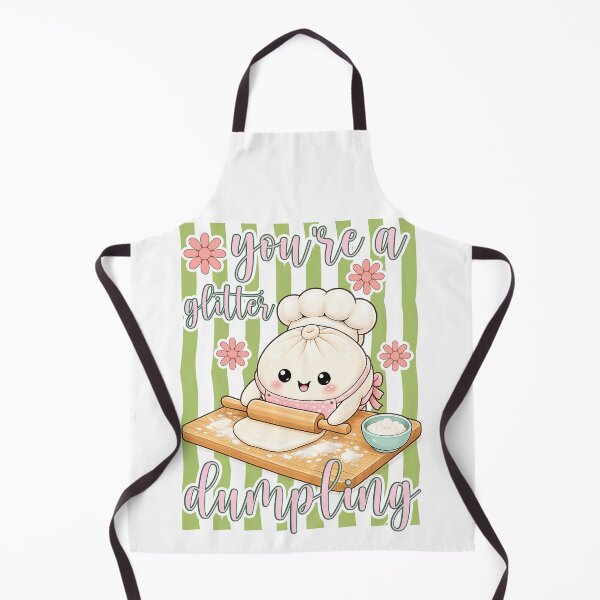 Item preview, You Are a Glitter Dumpling Chef – Retro Stripes Floral Baking Design designed and sold by EmeraldeaArt.