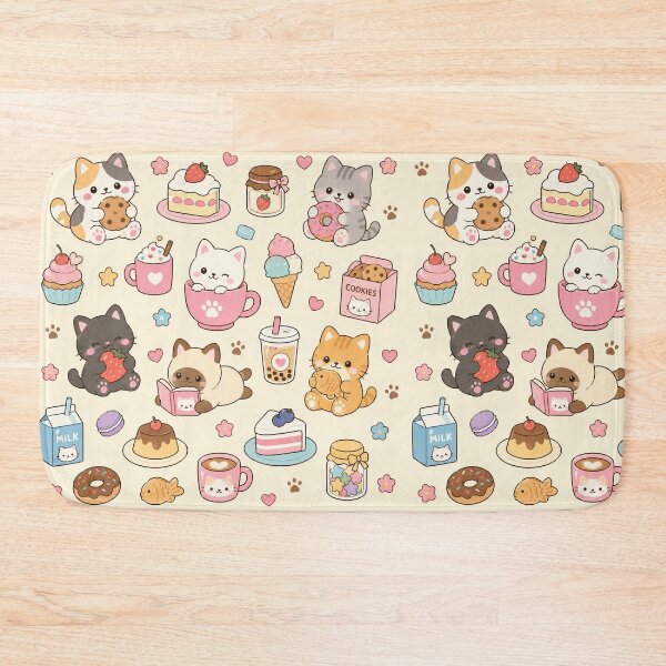 Item preview, Kawaii Cats & Sweet Desserts Pattern designed and sold by Soft Berry Studio.